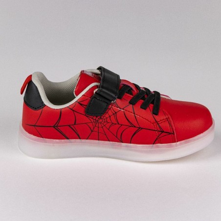 Scarpe Sportive con LED Spider-Man Velcro Rosso