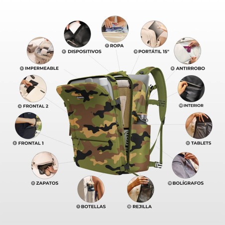 Zaino Sportivo Numada explorer b40 Stampa 20 L 40 x 25 x 20 cm Mimetico