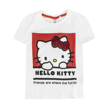 Maglia a Maniche Corte per Bambini Hello Kitty Bianco