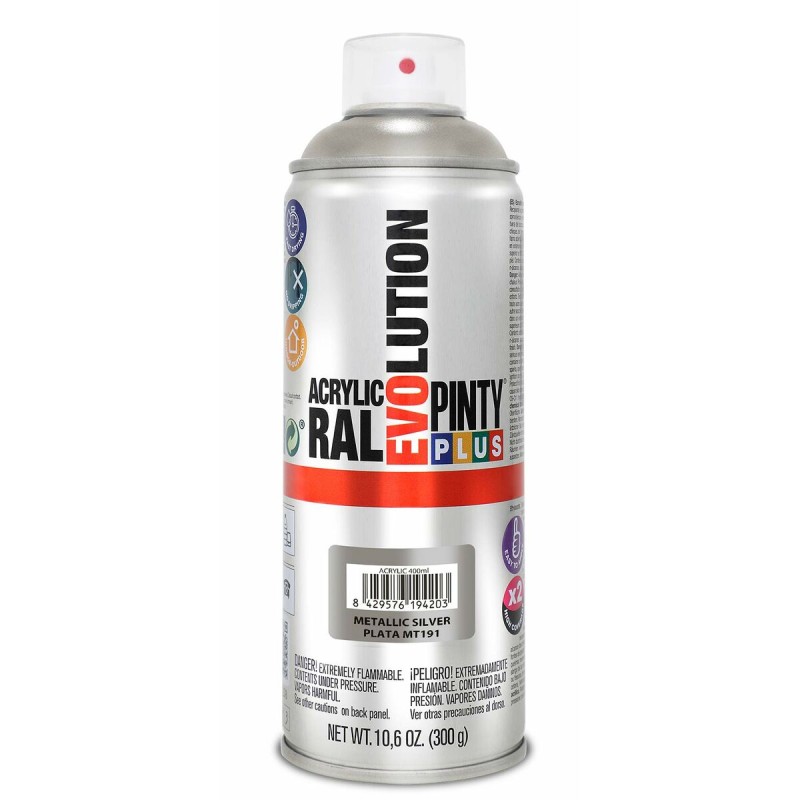 Vernice spray Pintyplus Evolution MT191 Metallizzato 400 ml Argentato Vernice spray Pintyplus Evolution MT191 Metallizzato 400 ml Argentato