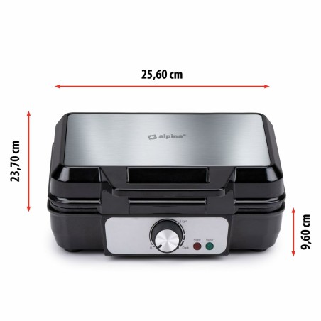 Macchina da Waffle Alpina 1000 W Argentato