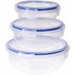 Set di scatole porta pranzo Excellent Houseware 024000670 Plastica Rotonda 400 ml 800 ml 1,4 L 3 Unità
