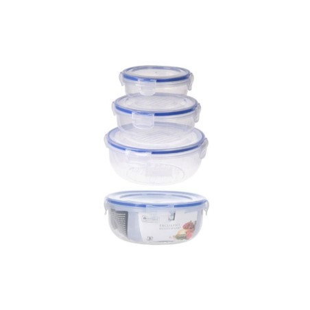 Set di scatole porta pranzo Excellent Houseware 024000670 Plastica Rotonda 400 ml 800 ml 1,4 L 3 Unità