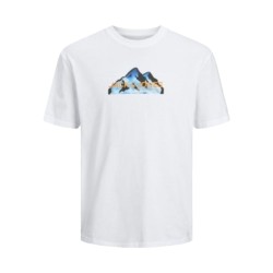 Maglia a Maniche Corte Uomo Jack & Jones JCOMOUNTAIN LOGO TEE SS CREW NECK 12262220 Bianco