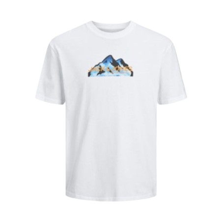 Maglia a Maniche Corte Uomo Jack & Jones JCOMOUNTAIN LOGO TEE SS CREW NECK 12262220 Bianco