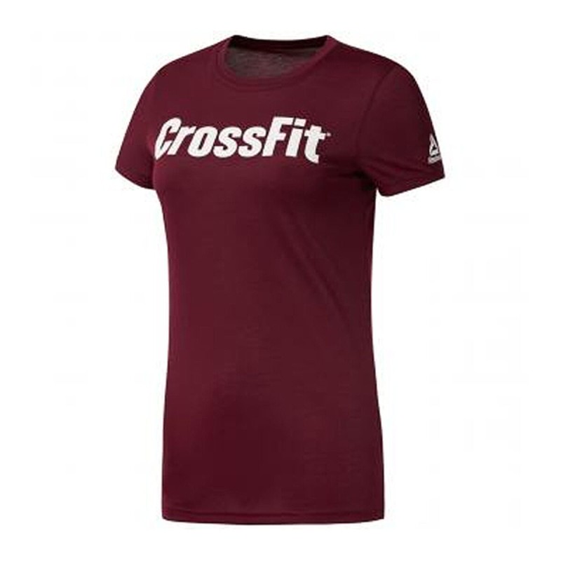 Maglia a Maniche Corte Donna Reebok Fef Speedwick Bordeaux Maglia a Maniche Corte Donna Reebok Fef Speedwick Bordeaux