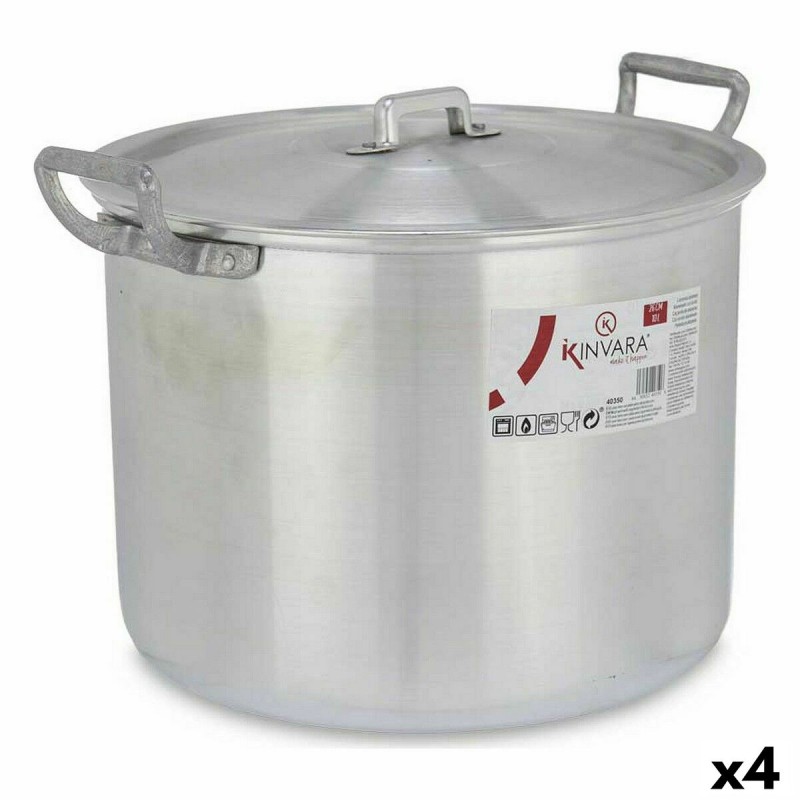 Pentola con Coperchio Argentato Alluminio 35,5 x 24 x 28 cm (4 Unità) Pentola con Coperchio Argentato Alluminio 35,5 x 24 x 28 cm (4 Unità)