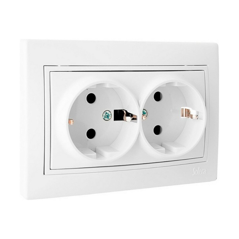 Base della spina Solera Europa erp60/2u Doppia Otturatore Bianco Incassato 250 V 16 A Base della spina Solera Europa erp60/2u Doppia Otturatore Bianco Incassato 250 V 16 A