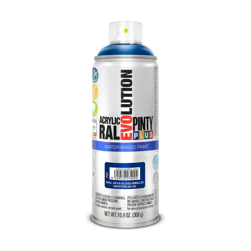 Vernice spray Pintyplus Evolution RAL 5010 Base d'acqua Gentian Blue 400 ml Vernice spray Pintyplus Evolution RAL 5010 Base d'acqua Gentian Blue 400 ml