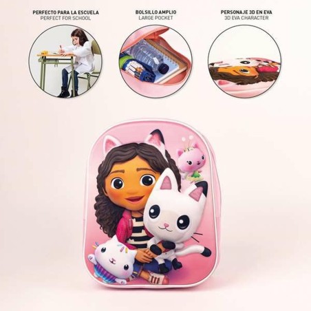 Zaino Scuola Gabby's Dollhouse Rosa 25 x 31 x 10 cm