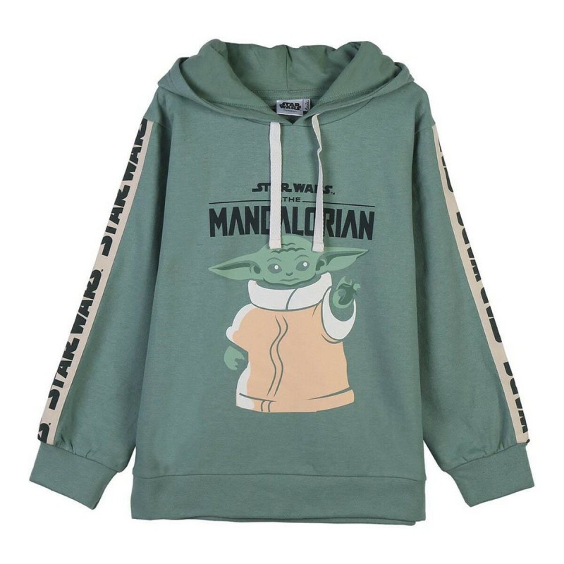 Felpa con Cappuccio Bambino The Mandalorian Verde Felpa con Cappuccio Bambino The Mandalorian Verde