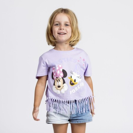 Maglia a Maniche Corte per Bambini Minnie Mouse Viola
