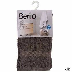 Telo da bagno Berilo 89668 Grigio 80 % cotone 20 % Poliestere 30 x 50 cm (12 Unità)