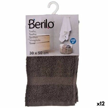 Telo da bagno Berilo 89668 Grigio 80 % cotone 20 % Poliestere 30 x 50 cm (12 Unità)
