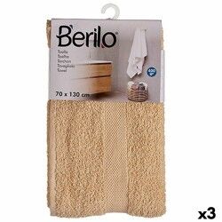 Telo da bagno Berilo 89658 Crema 80 % cotone 20 % Poliestere 70 x 130 cm (3 Unità)