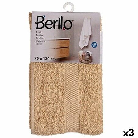 Telo da bagno Berilo 89658 Crema 80 % cotone 20 % Poliestere 70 x 130 cm (3 Unità)