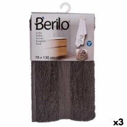 Telo da bagno Berilo 89670 Grigio 80 % cotone 20 % Poliestere 70 x 130 cm (3 Unità)