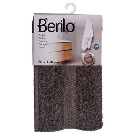 Telo da bagno Berilo 89670 Grigio 80 % cotone 20 % Poliestere 70 x 130 cm (3 Unità)