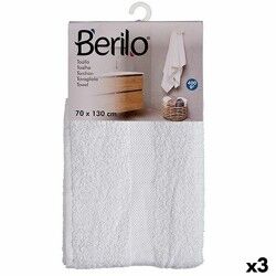 Telo da bagno Berilo 89678 Bianco 80 % cotone 20 % Poliestere 70 x 130 cm (3 Unità)