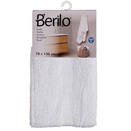 Telo da bagno Berilo 89678 Bianco 80 % cotone 20 % Poliestere 70 x 130 cm (3 Unità)