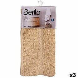 Telo da bagno Berilo 89659 Crema 80 % cotone 20 % Poliestere 90 x 150 cm (3 Unità)