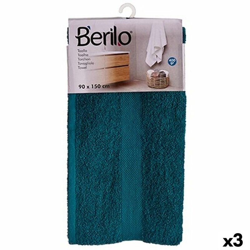 Telo da bagno Berilo 89675 Azzurro 80 % cotone 20 % Poliestere 90 x 150 cm (3 Unità) Telo da bagno Berilo 89675 Azzurro 80 % cotone 20 % Poliestere 90 x 150 cm (3 Unità)