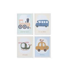 Quadro Home ESPRIT Giallo Azzurro Tela 30 x 1,8 x 40 cm (4 Unità)