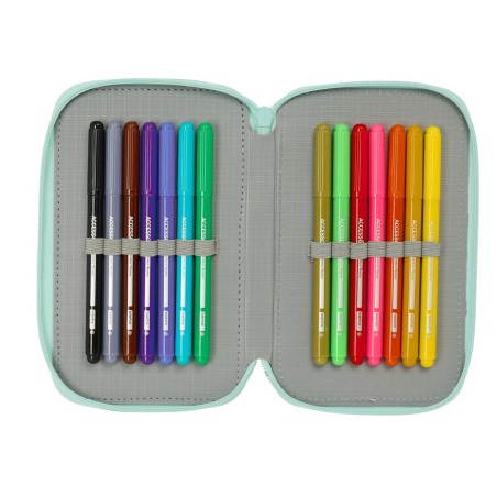 Astuccio per la Scuola con Accessori Disney Azzurro 12,5 x 19,5 x 5,5 cm 37 Pezzi