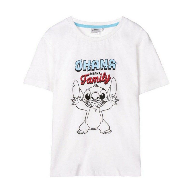 Maglia a Maniche Corte Stitch Bianco Maglia a Maniche Corte Stitch Bianco