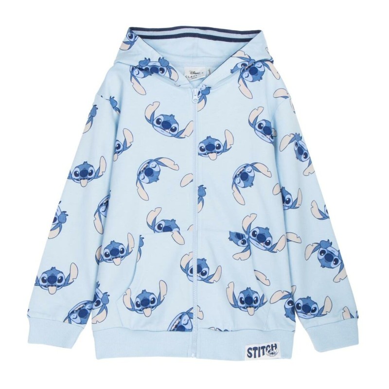 Felpa con Cappuccio da Bambina Stitch Azzurro Chiaro