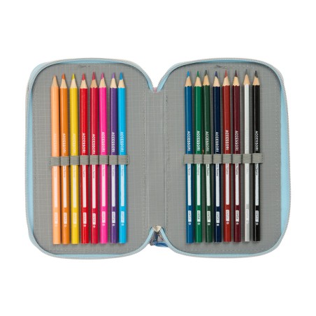 Astuccio per la Scuola con Accessori Frozen Ice magic Azzurro Chiaro 12,5 x 19,5 x 5,5 cm 37 Pezzi