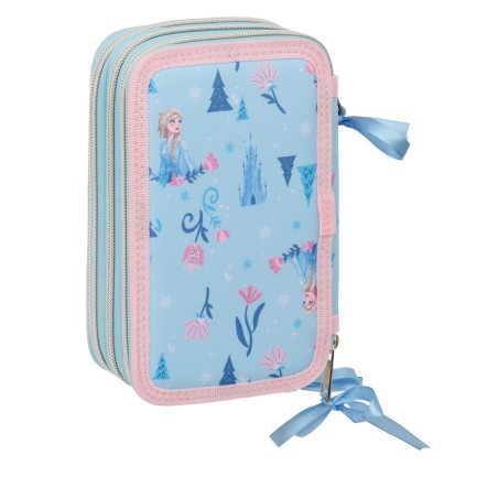 Astuccio per la Scuola con Accessori Frozen Ice magic Azzurro Chiaro 12,5 x 19,5 x 5,5 cm 37 Pezzi