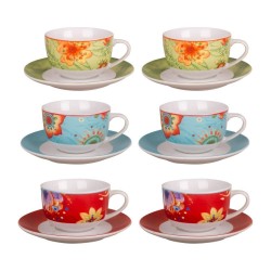 Set tazze te con piatto 6 pz FLOWERS Colori assortiti Art 40