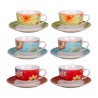 Set tazze te con piatto 6 pz FLOWERS Colori assortiti Art 40