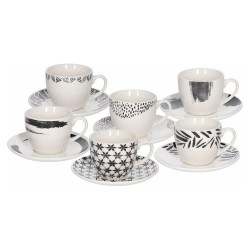 Set tazze te con piatto 6 pz (200ml) ZENITH Bianco e Nero