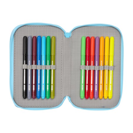 Astuccio per la Scuola con Accessori Snoopy Love Azzurro 12,5 x 19,5 x 5,5 cm 37 Pezzi