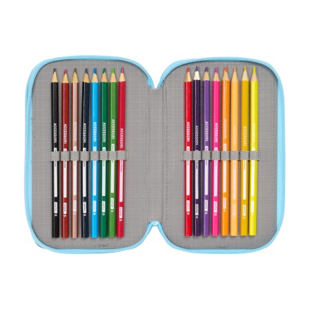 Astuccio per la Scuola con Accessori Snoopy Love Azzurro 12,5 x 19,5 x 5,5 cm 37 Pezzi