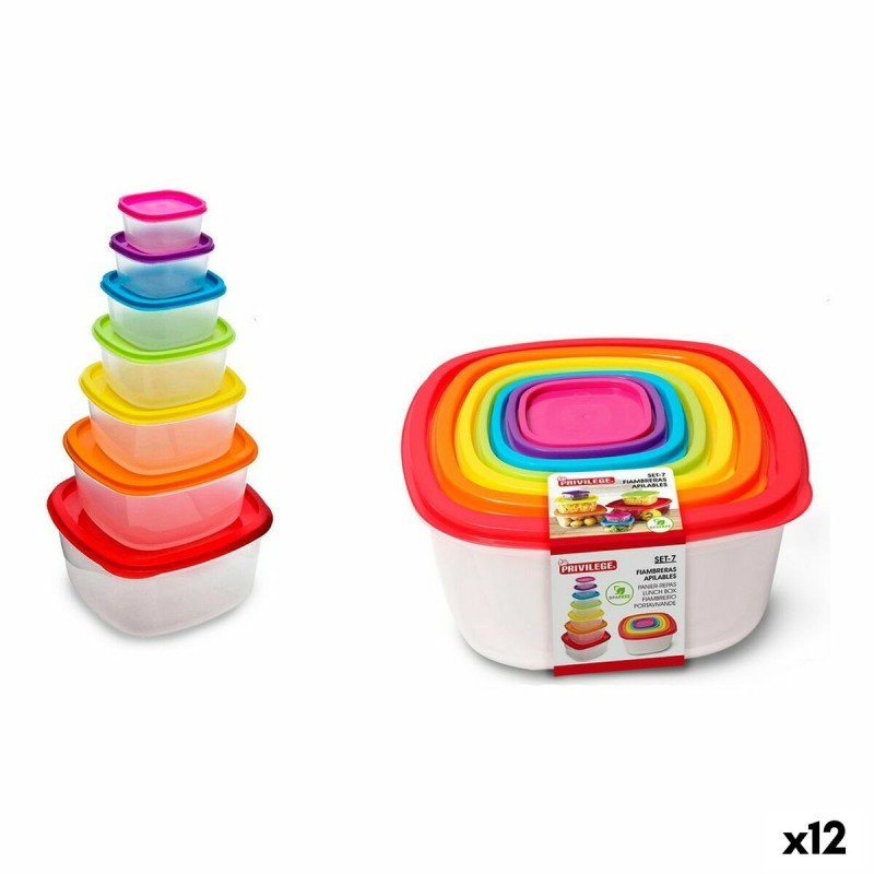 Set di scatole porta pranzo Privilege Multicolore Impilabile Quadrato 7 Pezzi (12 Unità) Set di scatole porta pranzo Privilege Multicolore Impilabile Quadrato 7 Pezzi (12 Unità)