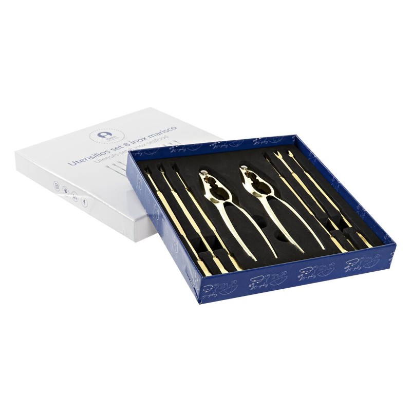 Set per frutti di mare DKD Home Decor Dorato Acciaio inossidabile 8 Pezzi 3 x 3 x 15 cm Set per frutti di mare DKD Home Decor Dorato Acciaio inossidabile 8 Pezzi 3 x 3 x 15 cm