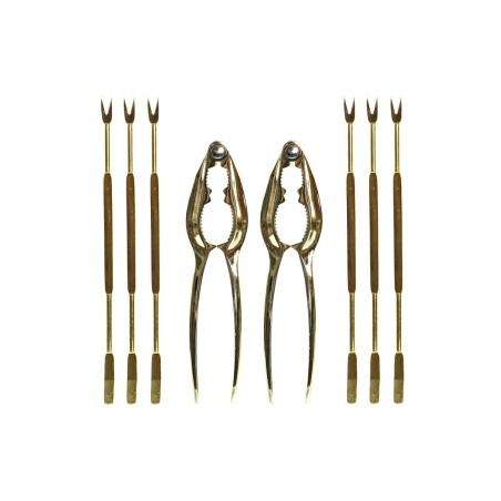 Set per frutti di mare DKD Home Decor Dorato Acciaio inossidabile 8 Pezzi 3 x 3 x 15 cm
