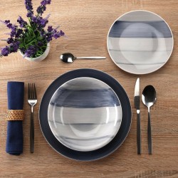 Set di Stoviglie Versa Leanne Blu scuro Gres 26,5 x 26,5 cm 18 Pezzi