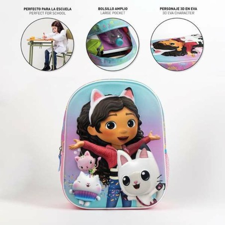 Zaino Scuola 3D Gabby's Dollhouse Rosa 25,0 x 31,0 x 10,0 cm
