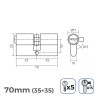 Cilindro EDM 85168 r15 Dorato Ottone Leva lunga Europeo