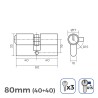 Cilindro EDM 85165 r15 Dorato Ottone Leva lunga Europeo