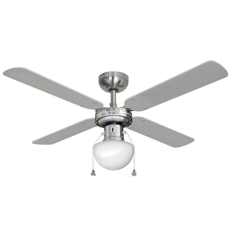 Ventilatore da Soffitto con Luce EDM 33801 Caribe Argentato 50 W Ventilatore da Soffitto con Luce EDM 33801 Caribe Argentato 50 W
