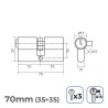 Cilindro EDM 85164 r15 Dorato Ottone Leva lunga Europeo