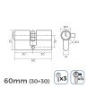 Cilindro EDM 85183 r13 Dorato Ottone Leva corta 60 x 30 x 17 mm Europeo