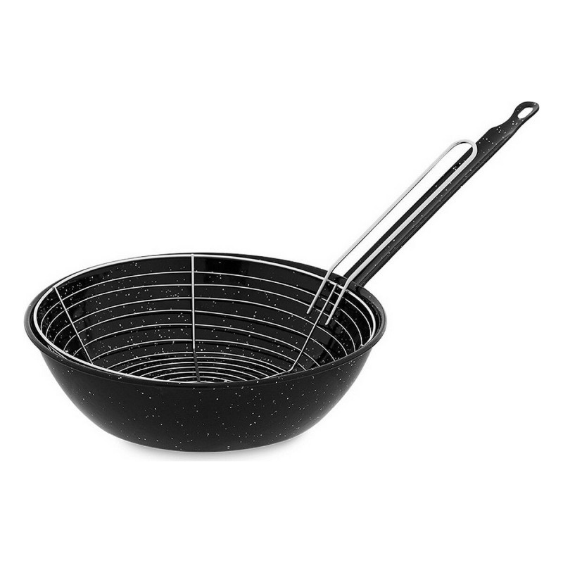 Padella per Friggere con Cestino Vaello Nero Acciaio Smaltato Padella per Friggere con Cestino Vaello Nero Acciaio Smaltato