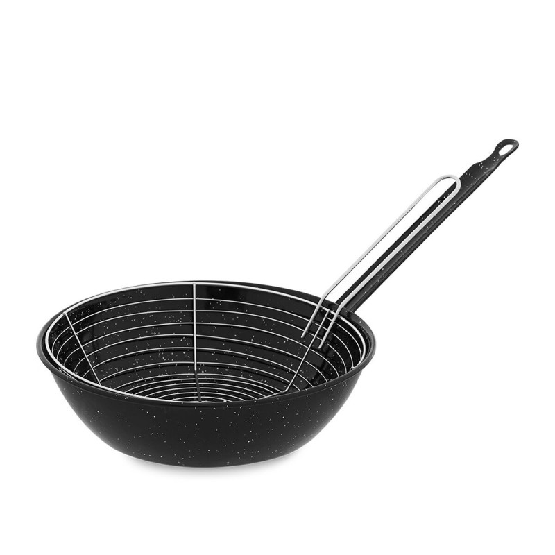 Padella per Friggere con Cestino Vaello Nero Acciaio Smaltato Padella per Friggere con Cestino Vaello Nero Acciaio Smaltato
