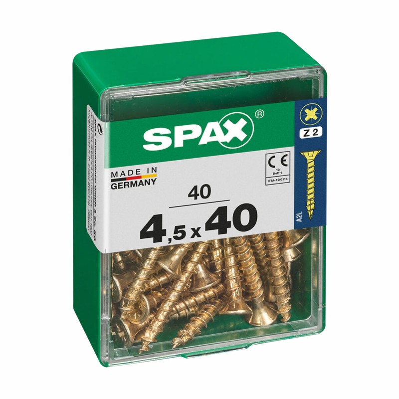 Scatola a viti SPAX Vite per legno Testa piatta (4,5 x 40 mm) Scatola a viti SPAX Vite per legno Testa piatta (4,5 x 40 mm)